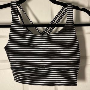 COPY - Lululemon Energy long line sports bra, black and white stripes- size 6